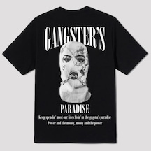 Flood Of Style Kadın Siyah Gangster's Baskılı Oversize Tshirt