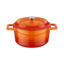 Lava Döküm Yuvarlak Tencere Çap Ø 20cm. Trendy - Turuncu Turuncu
