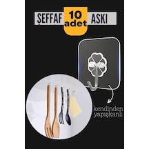 10& 39 Lu Şeffaf Kendinden Yapışkanlı Güçlü Askı Kancası, Banyo Mutfak Organizer, İz Bırakmaz Pratik Askı Çok Renkli