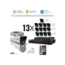 13'lü Ip-5mp-poeli-sesli -gece Renkli- Su Geçirmez- Full Hd-500gb-güvenlik Kamera Seti