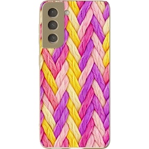 Samsung Galaxy S21 Fe Uyumlu Mor Sarı Örgü Baskılı Silikon Kılıf Renkli
