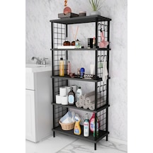 5 Raflı Çevir-kur Raf Ünitesi Telli Metal Gövdeli Organizer Banyo, Mutfak, Balkon, Antre Uyumlu Antrasit