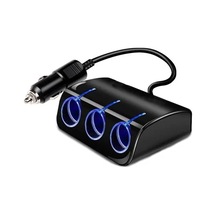 Oto Araç Çakmak Çoğaltıcı 3 Port Işıklı Dişi Çakmak Çoklayıcı 120w