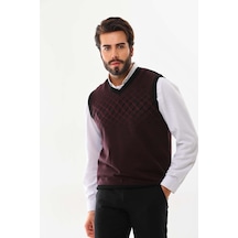 Pelikan Erkek Çizgili V Yaka Süveter 9606 Bordo