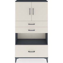 Arges Dolap 3 Raflı 3 Çekmeceli 2 Kapaklı 88x30x163 Antrasit-aytaşı Antrasit