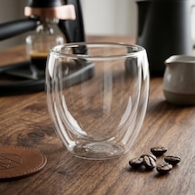Çift Cidarlı Borosilikat Cam Kupa - 250 Ml Isıya Dayanıklı, El Yakmayan Ve Terleme Yapmayan Yüzen Bardak 1 Adet Aeropress