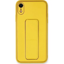 Newface Apple iPhone Uyumlu Xr Kılıf Coco Deri Standlı Kapak - Sarı