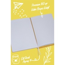 Bujo Defter Vegan Deri , 96 Yaprak, 160 Gr. Beyaz Kağıt ,cepli ,lastikli Sarı