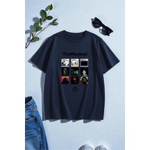 Uyguntarz Unisex The Weeknd Baskılı Tasarım Tshirt Lacivert
