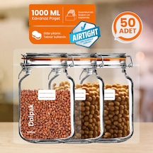 Çevreci, Geri Dönüştürülebilir, Kavanoz Görünümlü, Kilitli, Gıda Saklama Poşeti 17x27 Cm - 1000 Ml 50 Adet