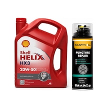 Shell Helix HX3 20W-50 Motor Yağı 4 L + Lastik Tamir Kiti 400 ML