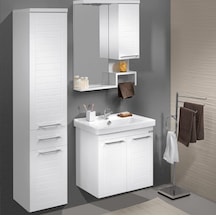 Orka Perge 65 Cm Mdf Beyaz Banyo Dolabı Takımı Ve Boy Dolabı Beyaz