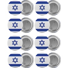 Israil Bayrağı Çanta Rozeti Seti 8 Adet En Büyük Boy 5.8Cm Iğneli