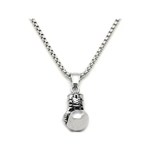 Boks Eldiveni Çelik Kolye Gümüş