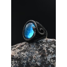 Aquamarine Aqua Marin Taşlı Yılan Figürlü 925 Ayar Gümüş Yüzüğü 901732 Gümüş