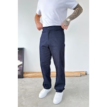 Lacivert Premium Dokulu Baggy Kumaş Pantolon Lacivert Premium Dokulu Baggy Kumaş Pantolon