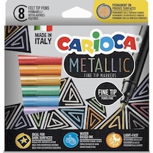 Carioca 8 Renk Fine Tip Metalik Keçeli Kalem   Seti