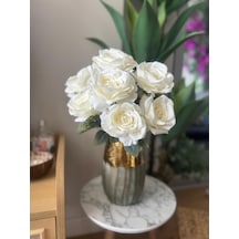Yapay Çiçek 7li Gül Demeti 40 30cm 1.kalite Büyükboy Beyaz