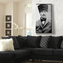 Atatürk Siyah Beyaz 1 Parçalı Kanvas Tablo