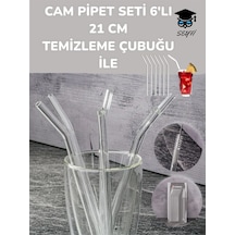 Cam Pipet Seti 6'lı 21 Cm Temizleme Çubuğu İle