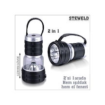 Steweld 989B Çift Fonksiyonlu 12 Led El Feneri Ve Işıldak Siyah