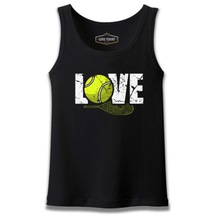 Tenis - Love Raket Ve Top Siyah Erkek Atlet