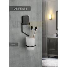Yapışkanlı Diş Fırçalık Paslanmaz Lüks Diş Fırça Tutacağı Çelik Siyah