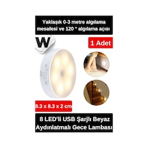 Özel Tasarım Mıknatıslı 3 Modlu Hareket Sensörlü 8 Led'li Usb Şarjlı Beyaz Aydınlatmalı Gece Lambası Diğer