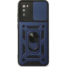 Samsung Galaxy  Uyumlu,  A03s Kılıf Pars Lens Yüzüklü Silikon - Lacivert