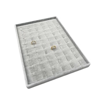 Yerli Üretim Süet Kumaş Gri 34/24 Cm Dikine Tırnaklı Çekmece Ici Yüzük Tablası Çok Renkli