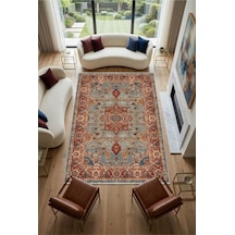 Dekoratif Halı Kaymaz Taban Leke Tutmaz Yıkanabilir Kilim Özel Ölçü Salon Halısı 3034