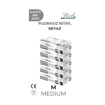 Nitril Beyaz Muayene Eldiveni M - 5 Paket 100 Lü