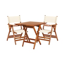 Motoryagmarket Marmaris Katlanır Ahşap Bahçe Balkon Seti: 60 x 60 CM Masa, 2 Sandalye Ceviz