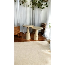 Wood Ahşap 2'li Set Ürgüp Mantar Yan Sehpa Modern Fiskos / Nature