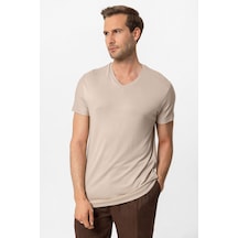 Antioch Basic V Yaka Erkek T-shirt Koyu Bej