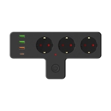 3'lü Duvar Priz, Termal Akım Korumalı Ve Usb Girişli Tasarım