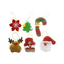 6 Adet Kumaş Yılbaşı Süsleri Karışık Noel Baba Geyik Kardan Adam
