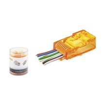 Cat6 Ez Rj45 Konnektör - 100 Adet Turuncu / Özel Plastik Kutulu Nd2405