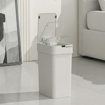 Otomatik Hareket Sensörlü Çöp Kovası, Banyo Çöp Kovası, Çocuk Odası Çöp Sepeti, Çöp Kutusu, 2 Beyaz