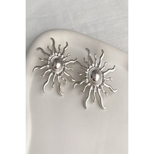 Kadın Küpe Ayçiçeği Model Küpe Gümüş