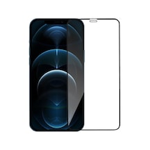 Apple Uyumlu   iPhone 12 Pro Max Siyah 5D Tam Kaplayan Ekran Koruyucu Cam