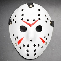 Beyaz Renk Kırmızı Çizgili Tam Yüz Hokey Jason Maskesi Hannibal Maskesi Diğer