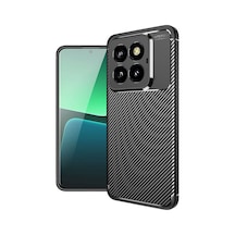 Xiaomi Mi 14 Pro Kılıf Karbon Görünümlü Silikon Kamera Korumalı Üstün Koruma Pazarplus Siyah