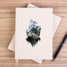 God Of War Ragnarok Atreus Kratos Siluet Çizgisiz Kanvas Defter Krem