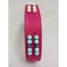 Kozaklı 10471 Süslü Boncuklu El İşlemeli Köpek Tasması Pembe 70 x 4 CM Pembe