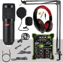 Lastvoice Bm800 Functional Paket-1 Stüdyo Mikrofon Ses Kartlı Mikser Kulaklık Stand