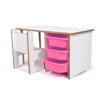 3 Çekmeceli Oyun, Aktivite, Etkinlik Masası, Beyaz-pembe, Mdf Beyaz - Pembe