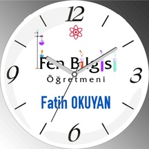 Kişiye Özel Fen Bilgisi Öğretmeni 2 Çap 30cm Sessiz Akar Bombeli Gerçek Cam Duvar Saati Çok Renkli