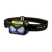 Led Ni Far Xpg+cob Sarı Işık Güçlü Usb Şarj Edilebilir Sensörlü Far Siyah