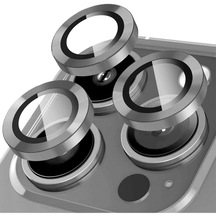 Sumersstore Metal Ring Iphone 15 Pro/15 Pro Max Gri Kamera Koruyucu
